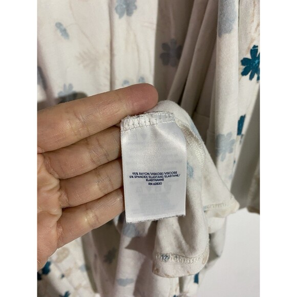 Lands End Cardigan 3X Cream Floral Liquid Knit Travel Office Open Duster Topper - Picture 7 of 12